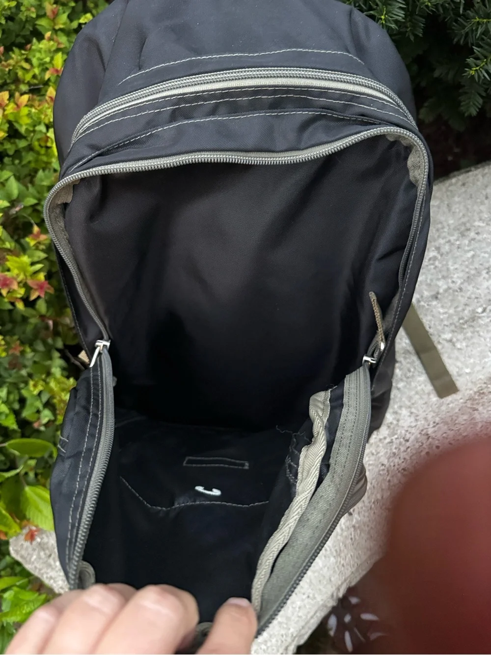 L.L. Bean DeLuxe Black Backpack with Gray Reflective Accent Laptop Hiking